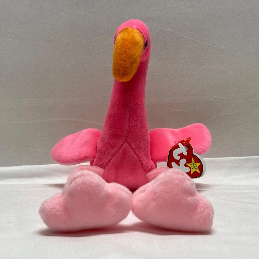 Vintage Ty Beanie Babies Pinky Flamingo Pink Bird Retired 1995 Rare See Tags MWT